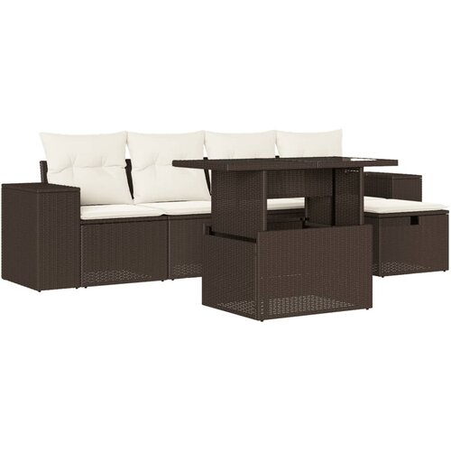 Maison Chic Seti vrtnega pohištva - Vrtna garnitura - Vrtni pohištvo set 6-delna z blazinami rjav poli ratan, (21804204) Cene