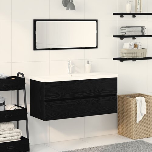 vidaXL kabinet za umivaonik s ugrađenim umivaonikom Crni hrast Konstruirano drvo, kabinet za umivaonik Crni hrast 90x38,5x45 cm Konstruirano drvo Cijene