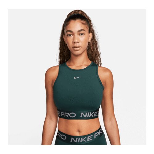 Nike Pro Dri-FIT Cropped Tank Top, Deep Jungle/Metallic Silver - M, (20850224) Slike