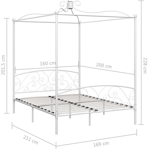  Okvir za krevet s nadstre&amp;scaron;nicom bijeli metalni 160 x 200 cm Slike
