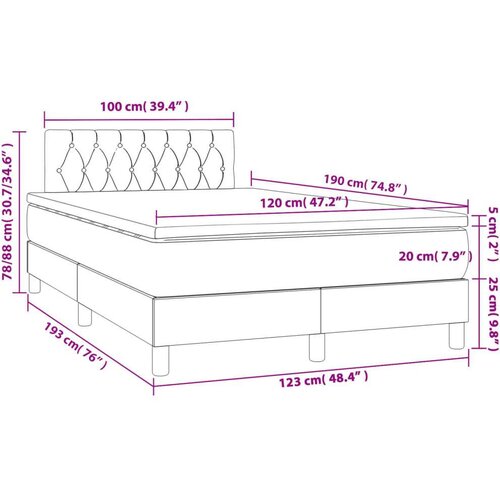 VidaXL Krevet s oprugama i madracem svjetlosivi 120x190 cm bar&amp;scaron;unasti Slike
