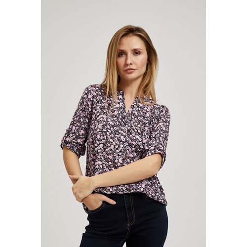 Moodo Women&amp;#039;s blouse - navy blue, floral pattern Slike