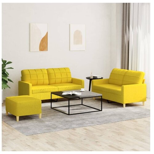 vidaXL 3-dijelni set sofa s jastucima svjetložuti od tkanine Cene