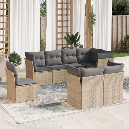  8-dijelni set vrtnih sofa od poliratana s jastucima bež Slike