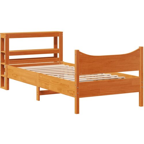 Maison Chic Posteljni okvir - Enojna postelja - Postelja za odrasle z vzglavjem vo&amp;scaron;čeno rjava 90x200 cm borovina, (21695040) Slike