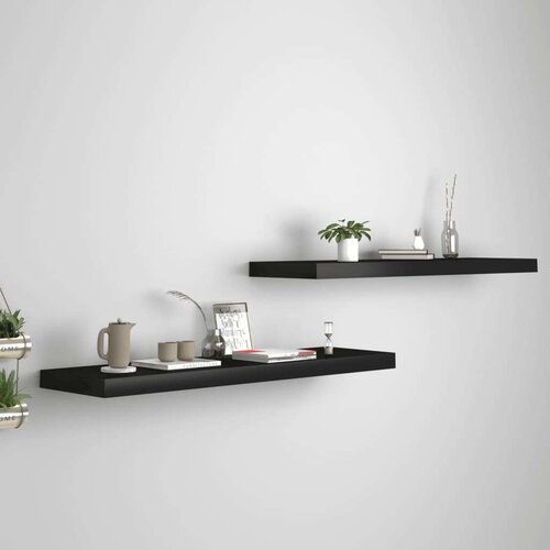 vidaXL plutajuće zidne police 2 kom crne 90 x 23,5 x 3,8 cm MDF Cene