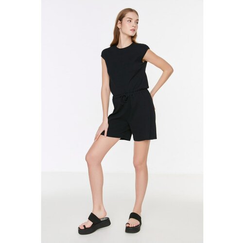 Trendyol Black Ribbed Zero Sleeve Knitted Jumpsuit Slike