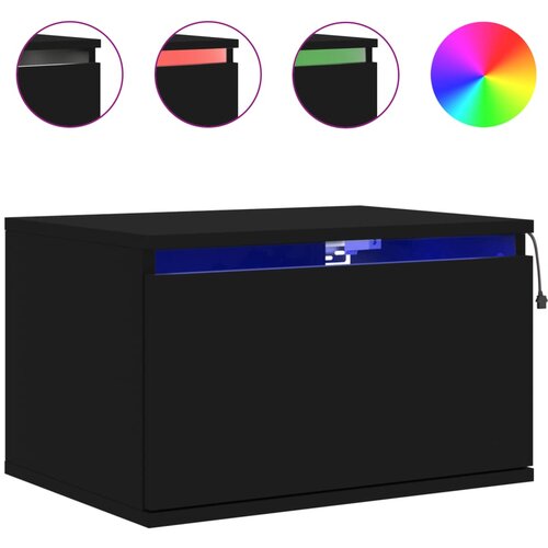 Maison Chic Stenska Nočna omarica - Nočna miza z LED lučkami črna, (21688238) Slike