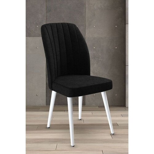 Hanah home set trpezarijskih stolica Platinum 8 kom, crna tkanina Jerry, bele metalne noge Cene