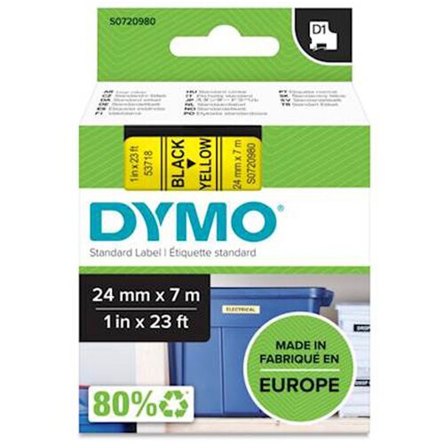 Dymo Trak D1 53718, 24 mm / 7 m (črno/rumen), original Cene