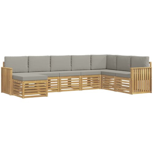  Set vanjskih sofa 8 kom. Bijela i svjetlosiva Poliester Smeđa 306 x 187,5 x 73 cm Slike