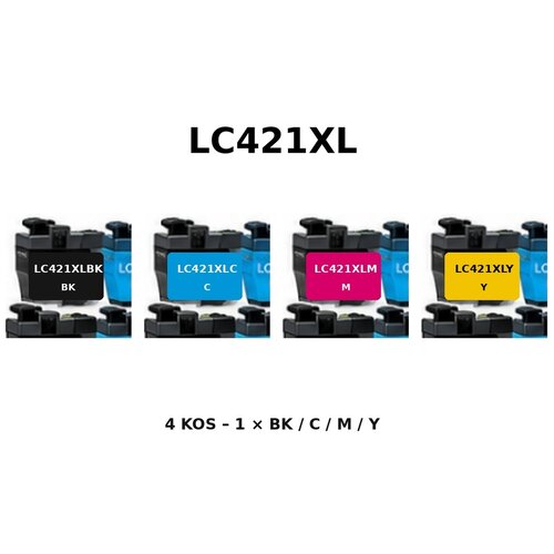  Komplet kompatibilnih kartu&amp;scaron; za Brother LC421XL za DCP-J1050DW, DCP-J1140DW, MFC-J1010DW &amp;ndash; BK/C/M/Y, 4 kos Slike
