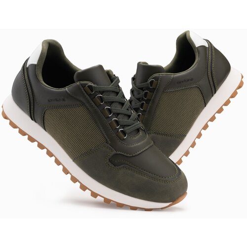 Ombre Patchwork men&amp;#039;s sneaker shoes in combined materials - dark olive Slike