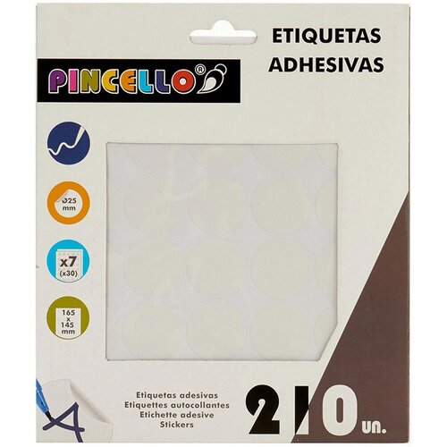 Samolepilne etikete Pincello Bela &amp;Oslash; 25 mm 17 x 4 x 19 cm (12 kosov) Slike