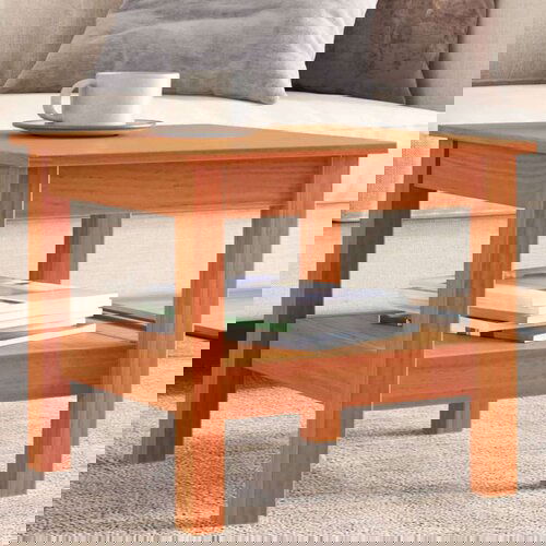 vidaXL Klubska mizica voščeno rjava 45x45x40 cm trdna borovina Cene