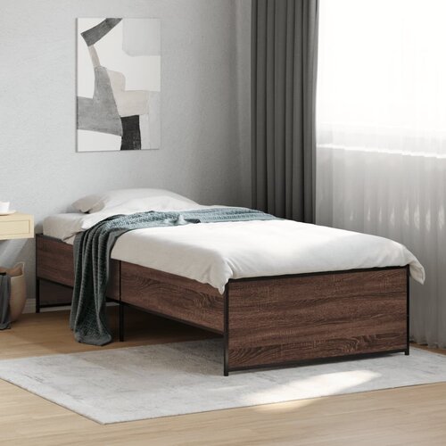 Furnova Posteljni okvir rjav hrast 90x190 cm inženirski les in kovina, (21937965) Slike