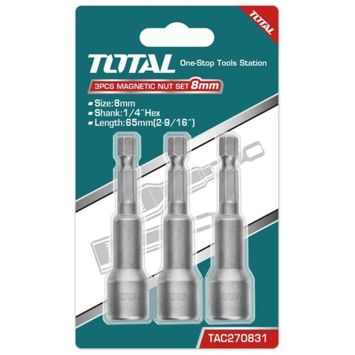 Total 3-delni set udarnih magnetnih usadnih nastavaka HEX 8mm,dužina 65mm TAC270831 Cene