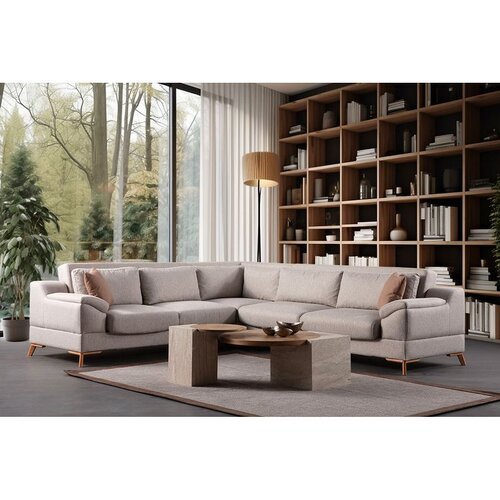Atelier Del Sofa Aqua Corner (L2 + C + 3R) Bež Ugaona Sofa na Razvlačenje Slike
