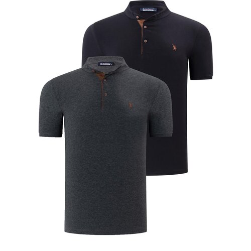 Dewberry DUO SET T8560 MEN'S T-SHIRT-ANTHRACITE-BLACK Slike