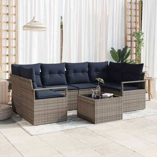  Set sofe 7 pcs Siva i plava poliratan Cijene