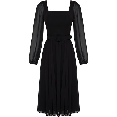 Trendyol black tulle woven elegant evening dress Cene