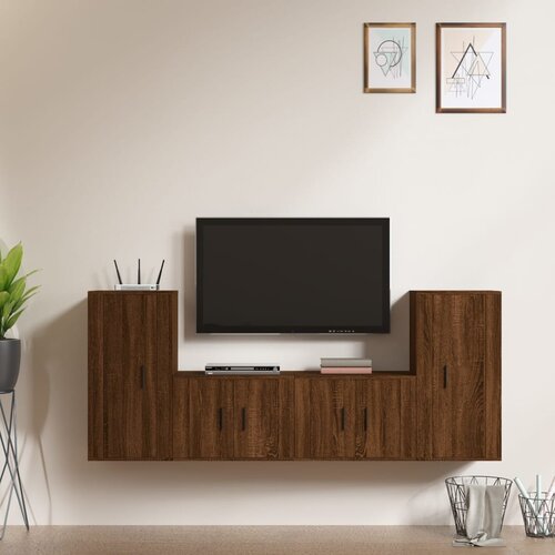The Living Store Komplet TV omaric 4-delni rjav hrast inženirski les - Komplet TV Omaric, (21374771) Slike