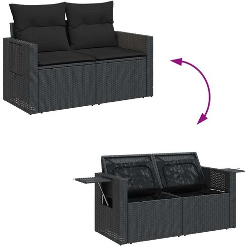VidaXL 9-dijelni set vrtnih sofa s jastucima crni od poliratana Slike