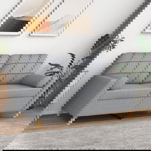 VidaXL Dvosjed s ukrasnim jastucima svjetlosivi 120 cm od tkanine Slike