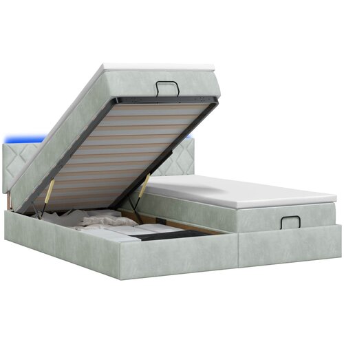  Krevet od pjene s madracem i LED-om Svjetlosiva 160 x 200 cm Slike