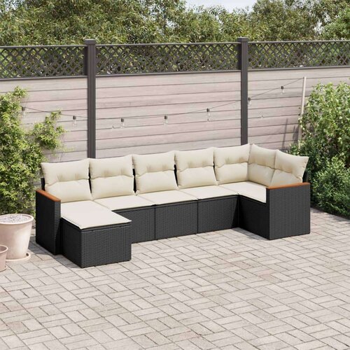  7-dijelni set vrtnih sofa od poliratana s jastucima crni Cijene