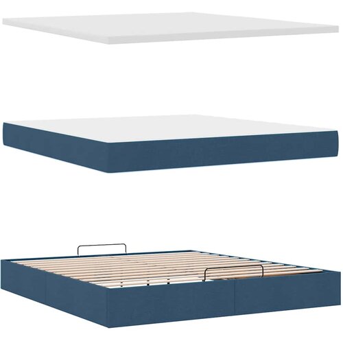  Otomanski krevet s madracem plavi 180x200cm od tkanine Slike