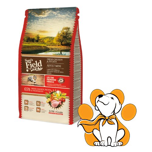 Sam&amp;#039;s Field dog Mini Adult Chicken &amp;amp; Potato 8kg, Hrana Za Odrasle Pse Malih Rasa Slike