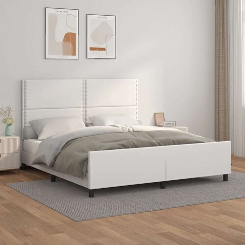  Posteljni okvir z vzglavjem bel 180x200 cm umetno usnje, (20903783) Slike