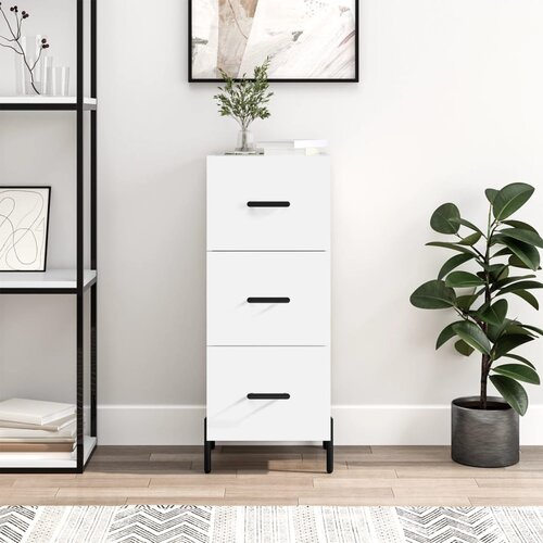 VidaXL Komoda bela 34,5x34x90 cm inženirski les Slike