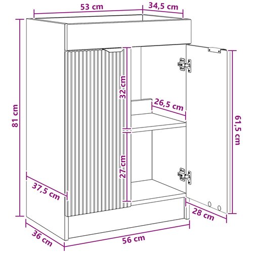  ispod umivaonika Crna 56 x 37,5 x 81 cm Slike