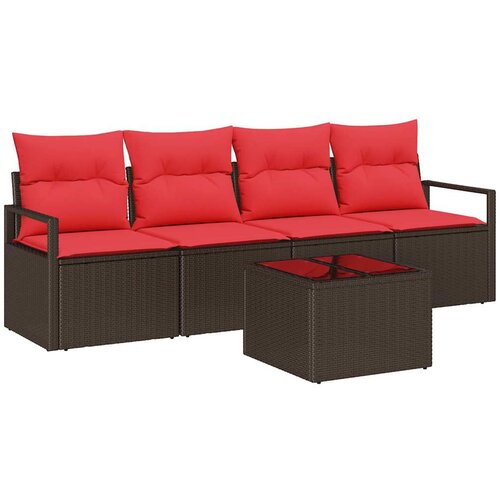  Set sofe s jastukom s pohranom 5 pcs Bež i Crvena poliratan Slike