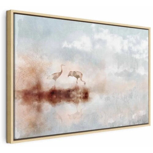  Slika - Cranes in the Morning (1 Part) Wide 120x80 U prirodnom drvenom okviru Cijene