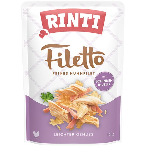 Rinti Varčno pakiranje Filetto Pouch v želeju, 48 x 100 g - Pi&amp;scaron;čanec s &amp;scaron;unko Slike