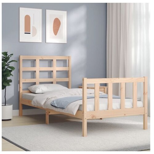 vidaXL Posteljni okvir z vzglavjem 2FT6 trden les Cene