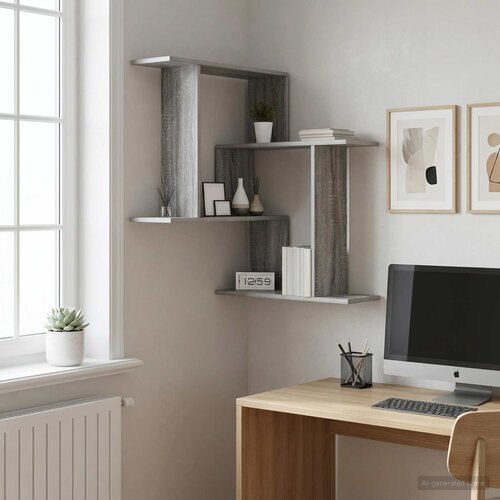  Polica na zidu 67 x 67 x 87 cm Konstruirano drvo Slike