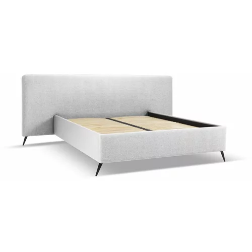 Milo Casa Svijetlo sivi tapecirani bračni krevet s prostorom za pohranu s podnicom 140x200 cm Walter –
