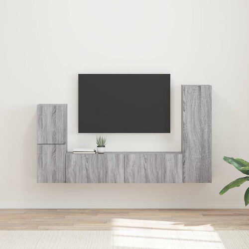  4-dijelni set TV ormarića sivog sonome konstruirano drvo Cijene