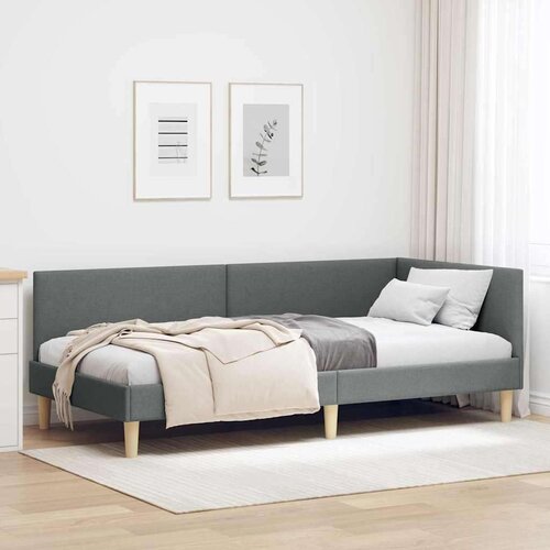 VidaXL Kutni okvir kreveta Ostalo s uzglavljem Tamno siva 90 x 200 cm Slike