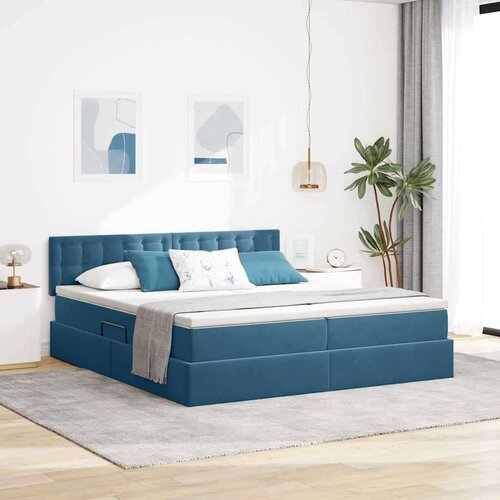  Postelja s shranjevanjem z vzmetnico Temno modra 100 x 200 cm, (5000100787) Cene