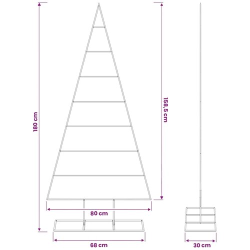  Metalna božićna jelka KUOPIO 180 cm Čelik s pra&amp;scaron;kastim premazom - 180 cm Bijela bez LED svjetala Slike