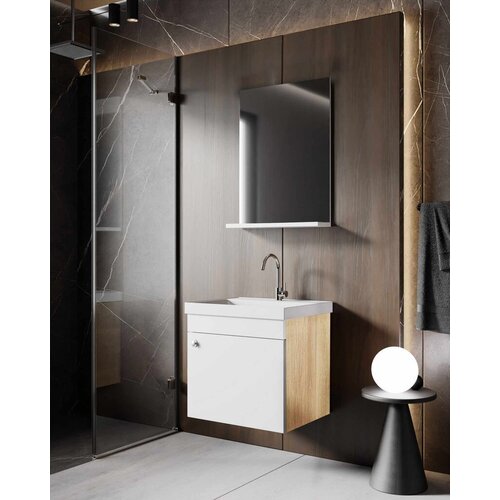Skye_Decor Set kupatilskog ormarića sa umivaonikom i ogledalom, 2 dela, Beli Slike