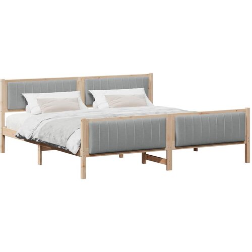  Okvir kreveta s uzglavljem Smeđa i svijetlo siva 200 x 200 cm Slike
