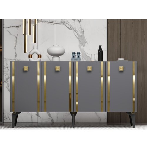 Woody Fashion Doruk - Anthracite, Gold AnthraciteGold Console Cene