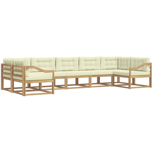  Set vanjskih sofa 7 kom. Bijela i krem Smeđa 404 x 166,5 x 73 cm Slike