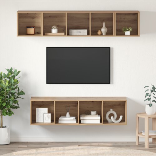 VidaXL Set TV komoda s pohranom 4 pcs hrast artisan 37 x 37 x 142.5 cm Slike